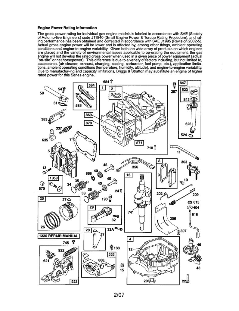 Cylinder/Crankshaft/Crankcase Diagram and Parts List for 122T02-3845-EA  Briggs and Stratton Engine